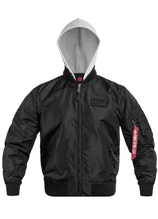 Куртка бомбер alpha industries ma-1 d-tec з капюшоном чорний m l