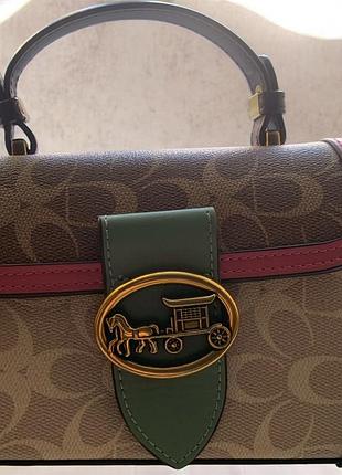 Сумка жіноча coach крос-боді коричнева з монограмою