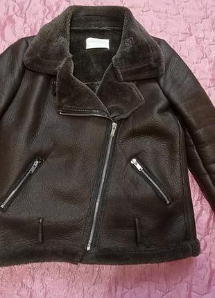 Жіноча тепла дублянка zara коричнева
