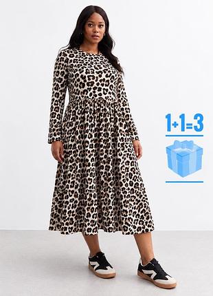 🥰 міді сукня в леопардовий принт simply be 22 батал