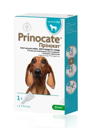 Ветеринария krka prinocate капли от блох и паразитов для собак 4-10 кг