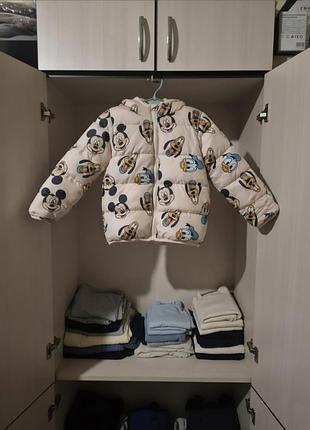 Куртка sinsey disney бежева з утеплювачем та капюшоном, розмір 104