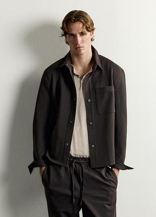 Сорочка чоловіча стандартного крою шоколадна xl zara