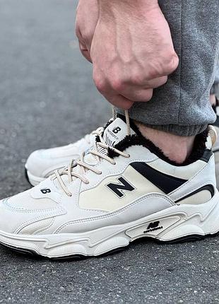 Кросівки чоловічі new balance зимові білі з хутром
