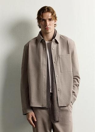 Сорочка чоловіча стандартного крою бежева l,xl zara