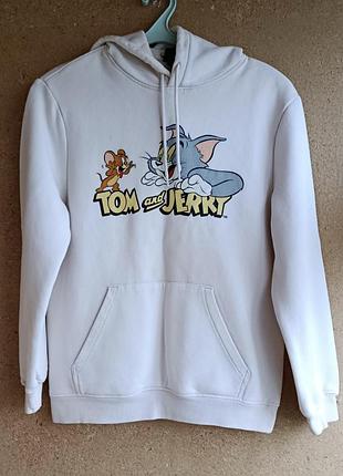 Худі жіноче tom and jerry молочно-біле з принтом