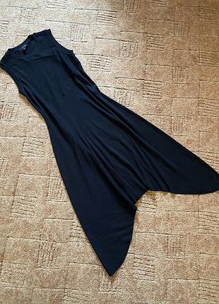 Платье шикарное асимметричное в рубчик миди allsaints