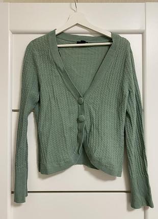 Жіночий кардиган h&m в'язаний з ангорою та вовною, м'ятно-зелений, розмір m