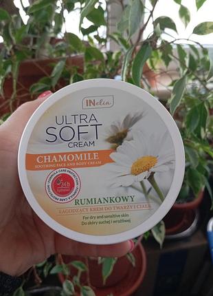 Заспокійливий крем для обличчя та тіла з ромашкою revers inelia ultra soft chamomile soothing face & body cream об’ємом 200