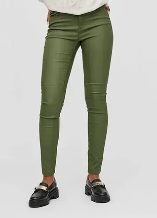 Брюки regular waist skinny fit женские vila s m оливковые (12345992-50)