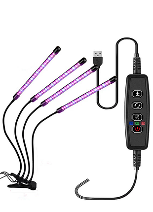 Фіто лампа led plant grow leight usb на 4 лампи, з регулятором яскравості