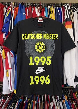 Оригінальна вінтажна футболка nike borussia dortmund deutscher meister 1995/1996 m-l м-л bvb vintage боруссія дортмунд футбольная футболка