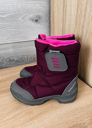 Чоботи дитячі quechua зимові фіолетові з рожевим, довжина устілки 16 см
