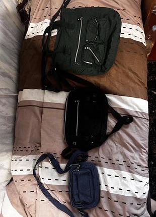 Сумка kipling через плече, зелена, чорна, синя