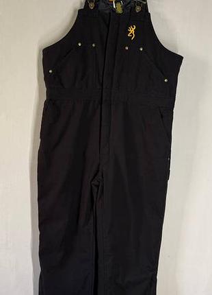 Утепленный мужской полукомбинезон browning canvas bib overalls для охоты и рыбалки (размер l / 100% хлопок утка / оригинал)