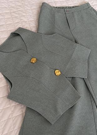 Жіночий брючний костюм двійка l-xl м'ятного кольору
