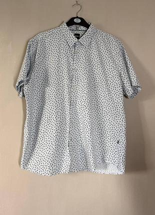 Мужская хлопковая рубашка boss hugo boss slim fit с коротким рукавом (размер xxl / 100% хлопок / оригинал)
