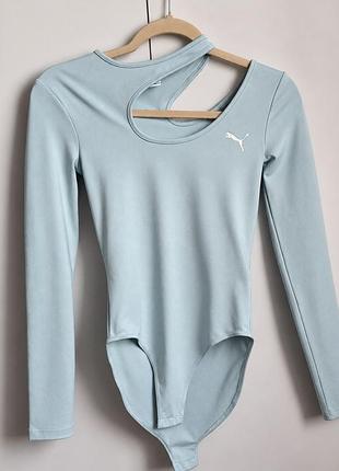 Жіноче боді puma з довгим рукавом і вирізом на плечі, блакитне, розмір xs