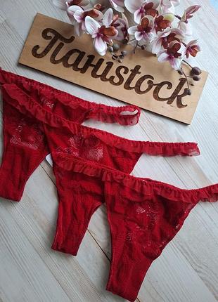 Кружевные танга от tezenis m красные велюр