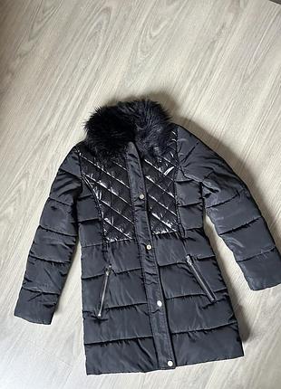 Пальто черное деми девочке 10-11 лет river island