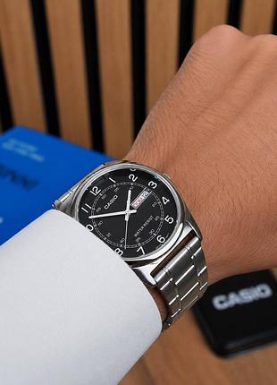 Годинник чоловічий casio mtp-v006d-1b2 сріблястий з чорним циферблатом