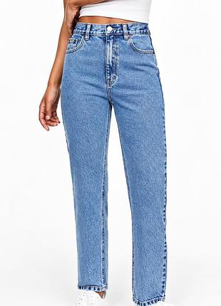 Джинси мом класичні mom high rise ankle length жіночі pull & bear m-l світло-сині (12345770-32)