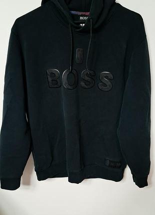 Чоловіче худі boss чорне з капюшоном
