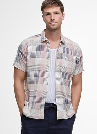 Чоловіча бавовняна сорочка barbour short sleeved shirt у клітинку/пэчворк (розмір xl / 100% бавовна / оригінал)