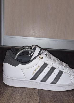 Кросівки жіночі adidas superstar білі, сірі, розмір 38, довжина устілки 24,5 см