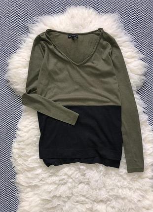 Джемпер легка кофта колорблок двоколірна натуральна