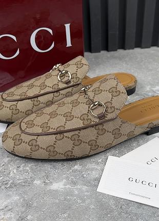 Gucci princetown horsebit mule gg monogram жіночі мюлі шльопанці оригінал 38 eur