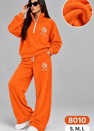 Спортивний костюм жіночий на плюші помаранчевий s/m/l