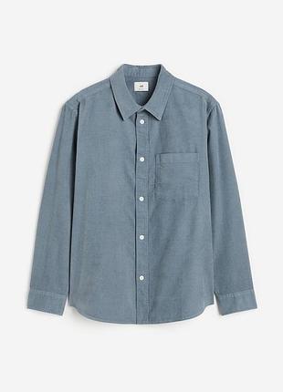 Сорочка чоловіча вільветова h&m regular fit в розмірі s-m з 100% бавовни