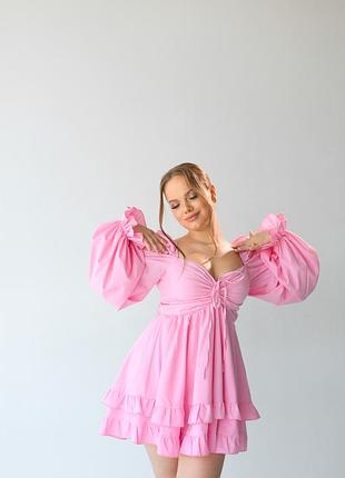 Коротка жіноча сукня рожева, розмір м