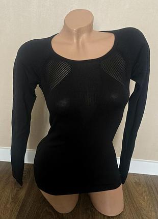 Лонгслів жіночий marciano by guess чорний з сітчастими вставками