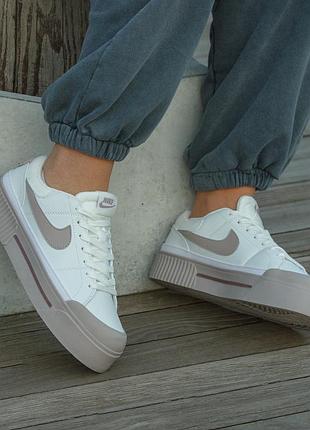 Кроссовки женские nike court legacy white beige