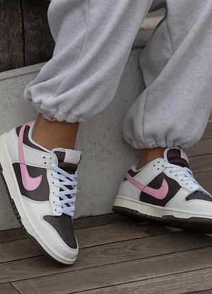 Кроссовки женские nike sb dunk white brow pink