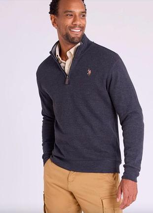 Светр чоловічій пулловер на блискавці u.s. polo assn. цвет: black heather. размер: m