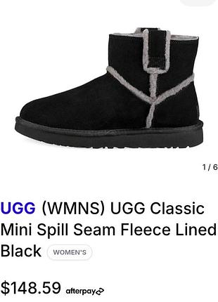 Уггі жіночі ugg classic mini spill seam fleece lined чорні розмір 42