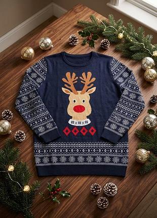 🎄 ваш ідеальний новорічний образ: туніка светр з рудольфом! опис: готові до свят? цей затишний темно-синій светр миттєво створить казкову атмосферу