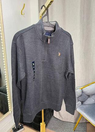Светр чоловічій пулловер на блискавці u.s. polo assn. цвет: black heather. размер: m