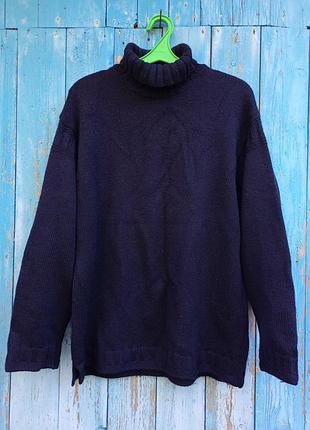 Теплий темно-синій светр із високою горловиною, m-xl, marks&amp; spencer.