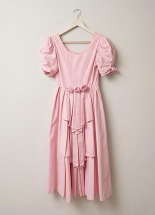 Винтажное хлопковое платье laura ashley розовая миди с бантом розами коттеджкор (крупбритания)