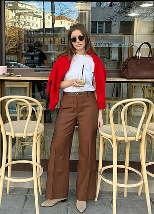 Широкие брюки с шерстью manteco zara премиум линейка