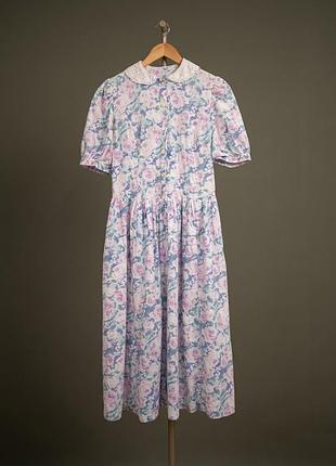 Вінтажна бавовняна сукня laura ashley квітковий принт міді воротник коттеджкор (великобританія)
