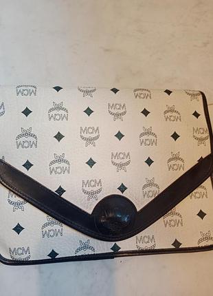 Клатч жіночий mcm білий з чорним