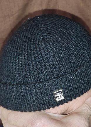 Стильная классическая черная вязаная шапка obey mid icon patch cuff beanie от известного бренда уличной одежды obey.56-58