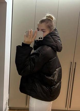 Жіночий пуховик оверсайз чорний