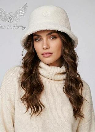 Белая шляпка тедди, шляпа-ведро, зимняя панама victorias secret pink, виктория сикрет пинк