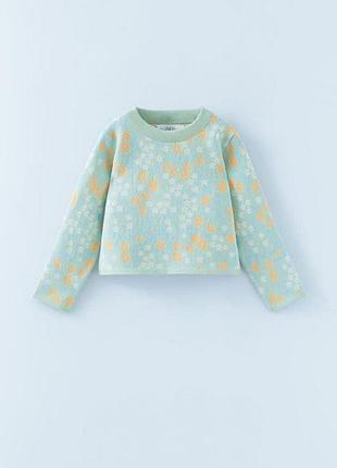 Укорочений светр zara floral scuba підлітковий світшот кофта джемпер реглан
